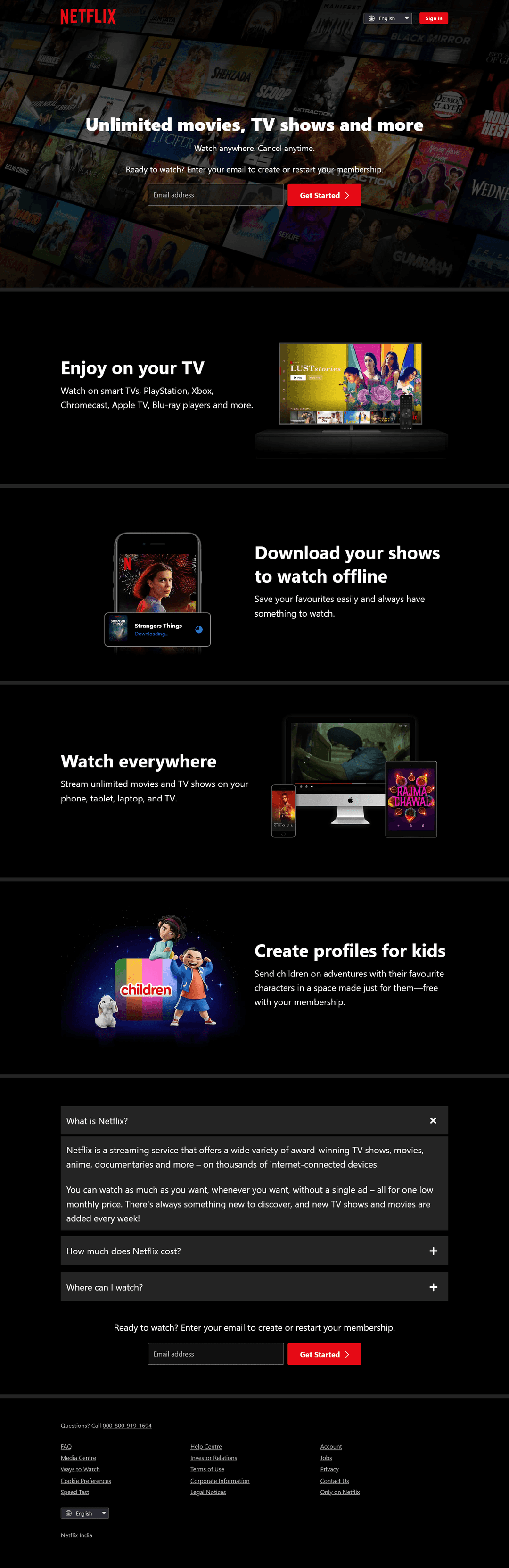 Netflix Landing Page